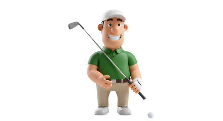 Senior Golfer in Green Outfit