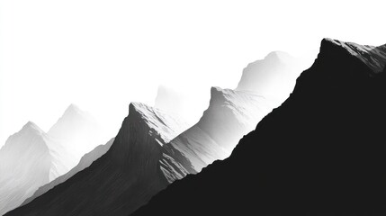 Fototapeta premium Monochromatic mountain range, sunrise, minimalist, digital art, website banner