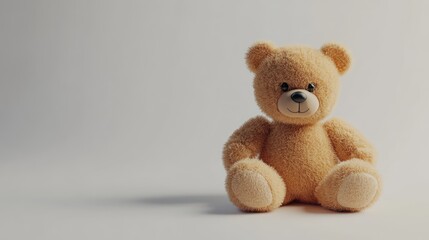 Studio Teddy Bear Sitting, White Background