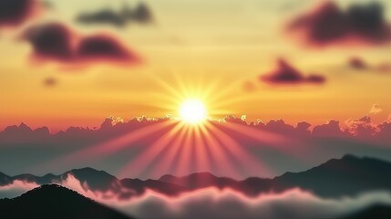 Obraz premium Sunrise over misty mountains (1)