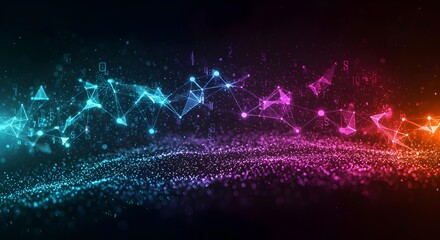 Obraz premium Plexus background with multicolored particle and light