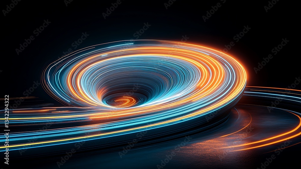 Poster abstract swirling vortex of luminous lines