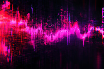 vibrant pink digital sound wave with glitch effects on a dark background creating a futuristic and energetic visual style
