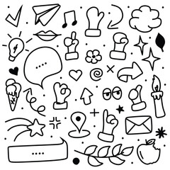 hand drawn doodle icons set