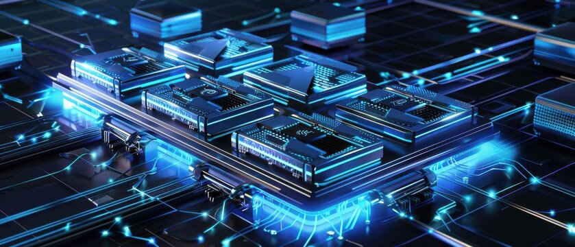 Futuristic edge computing optimization hub distributed nodes low-latency connections technical diagram watermark industrial design.