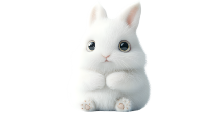 Adorable White Rabbit with Big Eyes on a Black Background Perfect for Greeting Cards Children