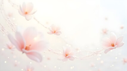 Pink Magnolia Blossoms Softly Lit Elegant, Springtime Beauty, Against White Background
