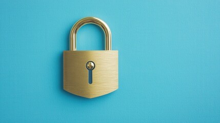 Fototapeta premium payment protection insurance and warranty, A shiny gold padlock on a teal background symbolizes security and protection.