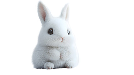 Obraz premium Adorable White Rabbit with Expressive Eyes on a Black Background