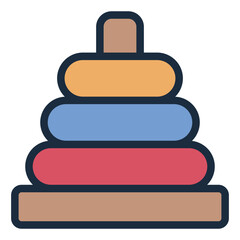 Stacking ring filled line icon representing an educational baby toy