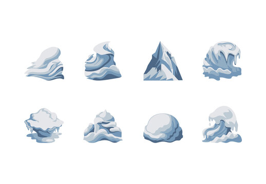 Blue and Grey Snow Bank Illustration Design Set