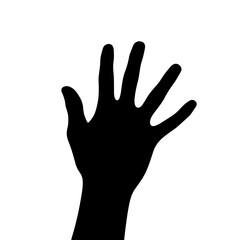 Obraz premium Hand silhouette reaching up against transparent background