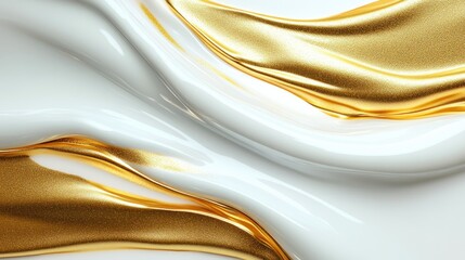 Obraz premium Abstract Gold and White Liquid Swirls: A Luxurious Texture