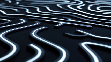 Multiple digital pathways are converging into single point, representing unified direction and technological advancement