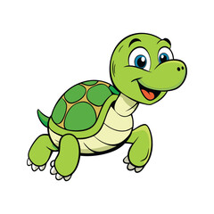 Naklejka premium Cute Cartoon Turtle Illustration. Happy Green Shell Animal