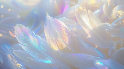 Fototapeta premium Soft Ethereal Feathers with Iridescent Hues and Gentle Lighting