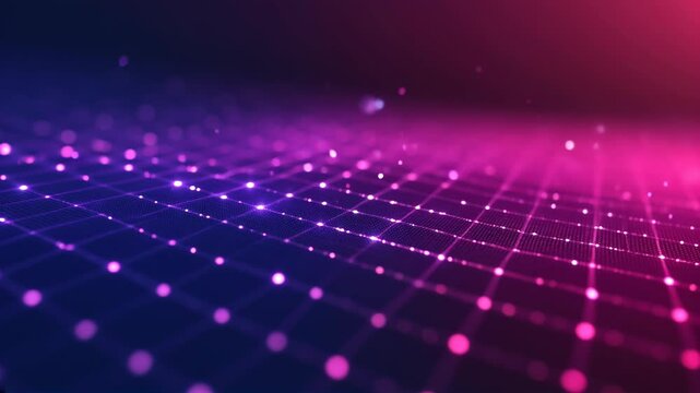 Tech data visualization grid with glowing dots and lines, abstract tech theme
