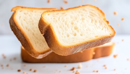 Floating Bread Slices for Crumbs Falling.