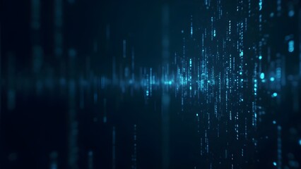 Dynamic Digital Data Stream in Blue Represents Technological Advancement