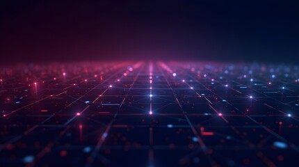 Abstract Network Grid Glowing with Light Represents Technological Process