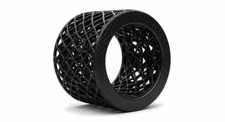 3D Printed Lattice Ring Black Design