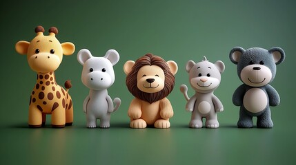 Adorable Cartoon Animal Figurines Pastel Colors Childrens Toys