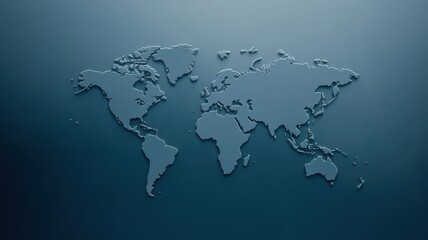 Naklejka premium Digital transformation concept. Stylized world map outline on a dark background.