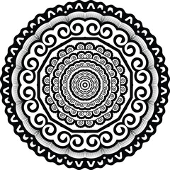 Intricate Mandala Vector | Black and White Symmetrical Pattern