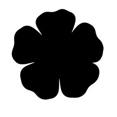 Black silhouette of a simple flower on transparent background