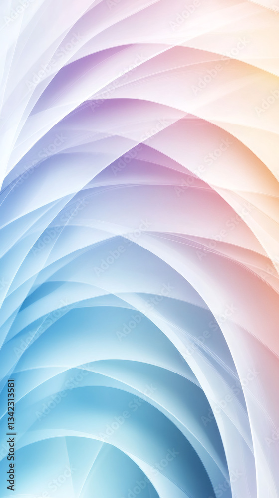 Aufkleber Soft pastel gradient background with fluid, futuristic lines blending into dynamic abstract shapes, radiating contemporary digital aesthetic