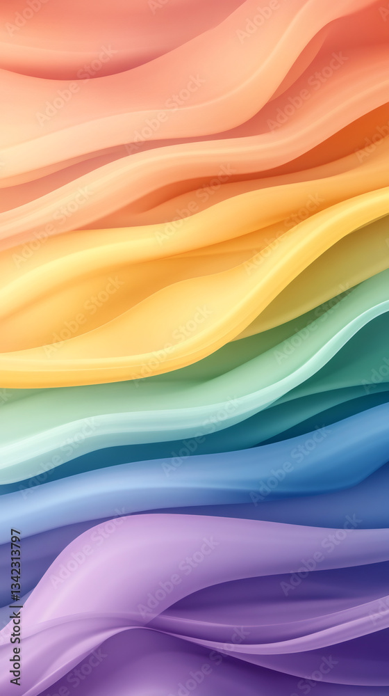 Poster Smooth curves creating a dynamic and colorful abstract design, perfect for backgrounds and modern art projects