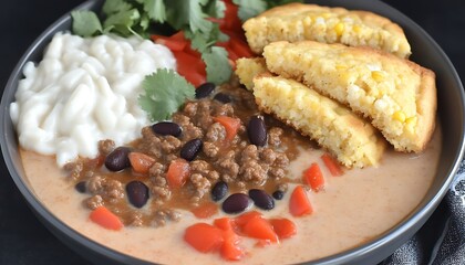Hearty Cowboy Bowl with Creamy Topping.