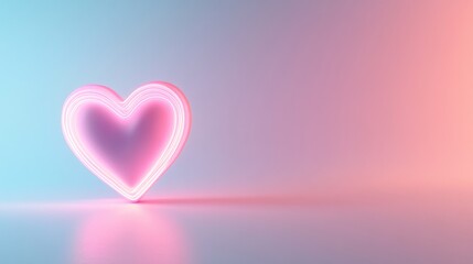 A glowing heart shape with a neon outline standing alone