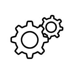 Obraz premium two interconnected gears, symbolizing teamwork and coordination. The gears are black, with a minimalist design vector illustration
