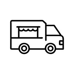 Fototapeta premium a food truck icon, perfect for business and marketing materials. The food truck is depicted in a minimalist style, with clean lines and a simple color palette