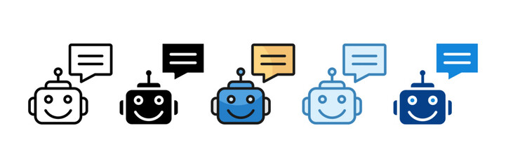 Chatbot Icon Set Multiple Style Collection