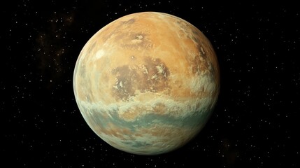Stunning Depiction of a Colorful Planet Surrounded by Stars, Displaying Unique Surface Features and Atmospheric Layers in the Depths of Space