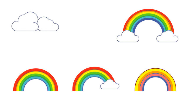 Set of rainbow icon. Clouds and rainbow icon set in different style. Rainbow icon on white background. Vector icon. Generative AI