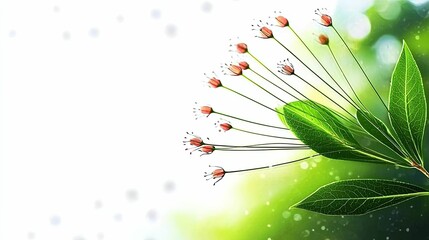 Vibrant spring flowers, green leaves