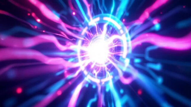 A cybernetic implant activating with neon infused light energy.