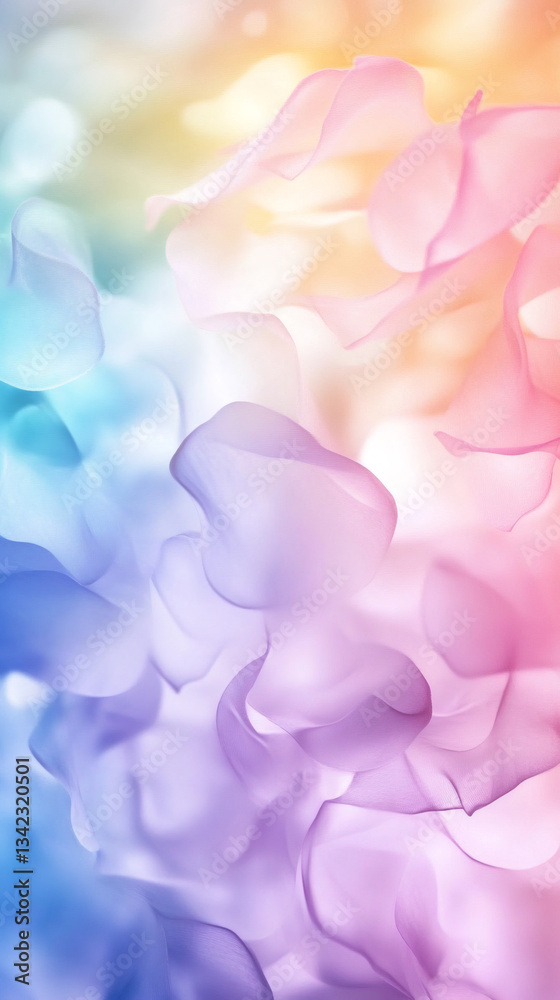 Poster abstract background featuring pastel-colored fabric forming gentle curves and a soft, dreamy atmosph