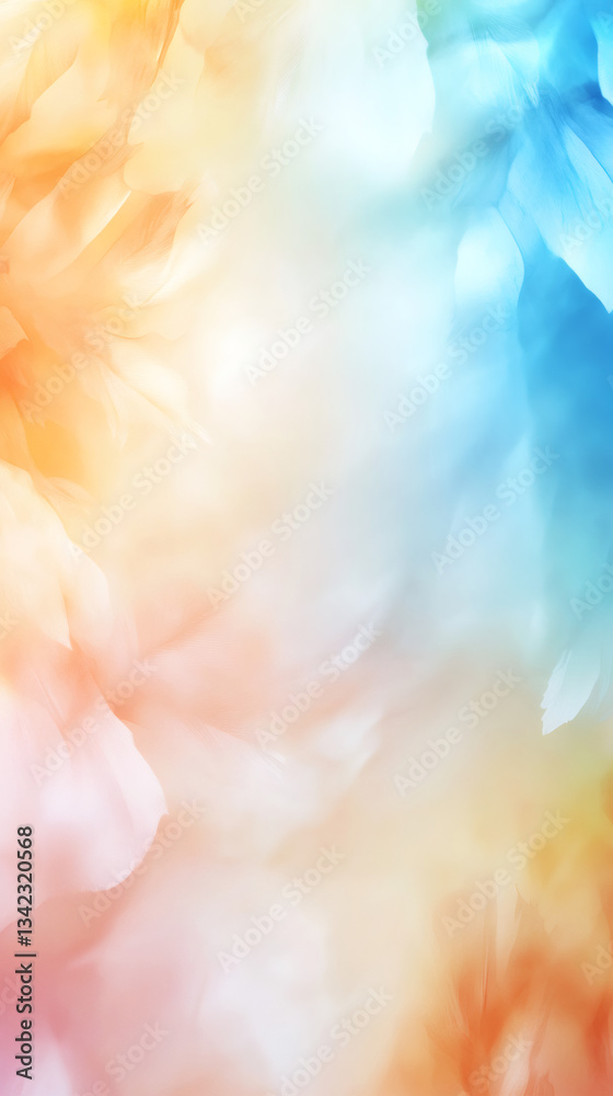 Aufkleber pastel feathers forming ethereal, delicate backdrop with soft color gradient, representing gentlenes
