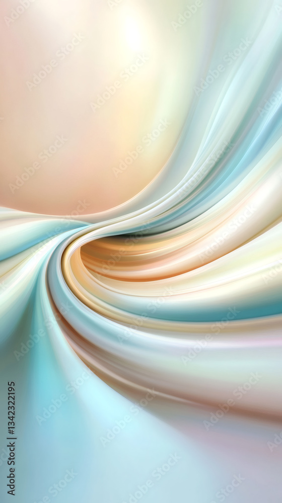 Poster Pastel colors swirling dynamically, blending in smooth vortex, creating graceful abstract pattern with harmonious visual flow