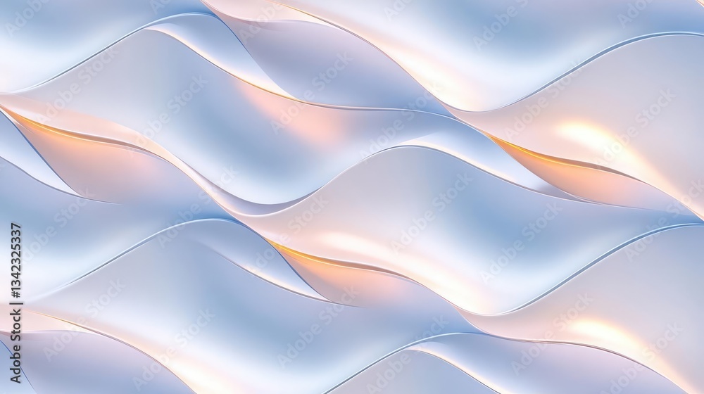 Fototapete abstract white and blue wavy background with glowing light effects and curves and smoothness and flo