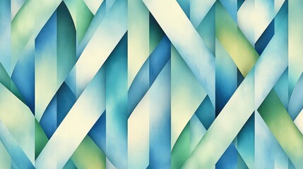 Abstract Watercolor Geometric Background With Interwoven Blue Green Stripes Patterned Design Decorative Illustration Aesthetic Image Illustration Graphic Modern Seamless Surface Design Contemporary
