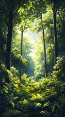 Obraz premium Serenely Balanced Ecosystem: A Harmony of Diverse Vegetation and Tranquil Retreat in Untouched Wilderness