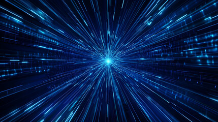 Abstract digital data stream, futuristic tunnel, high-speed travel, glowing light, technology background, ideal for website banners