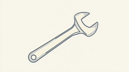 Fototapeta premium Hand-drawn illustration of an adjustable wrench in a minimalist style, perfect for tool-related projects, DIY crafts, and home improvement designs.