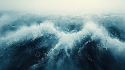 Obraz premium Ocean storm waves, turbulent sea, misty background, travel