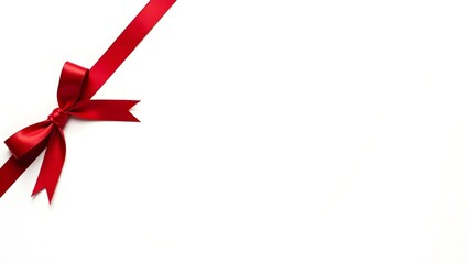 A vibrant red ribbon tied in a perfect bow, signifying celebration and gifting, against a pristine white backdrop.